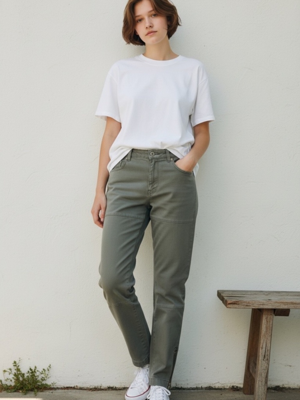 Michael Kors Women's Moto Skinny Pants in Olive Green (2)
